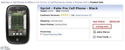 Palm Pre Coming Soon at Best Buy with Hefty Price Tag