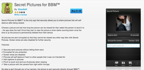 Secret Pictures for BBM is like SnapChat for Android, iOS