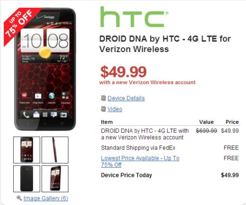 T-Mobile Nexus 4  Verizon Droid DNA enters sub-$50 club