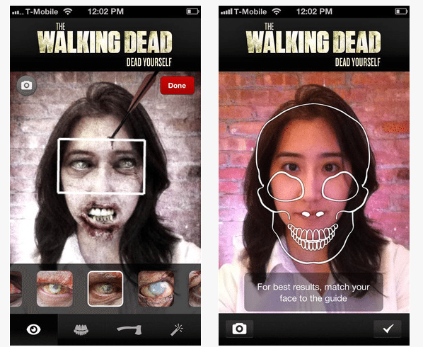 The Walking Dead Yourself app, create your zombie character