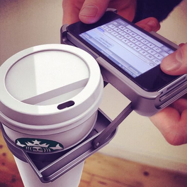 Weird iPhone cup holder, UpperCup case is just stupid