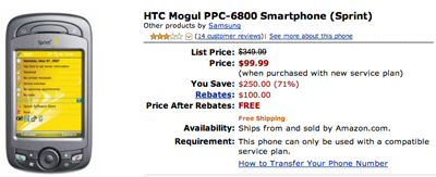 HTC Mogul sprint free