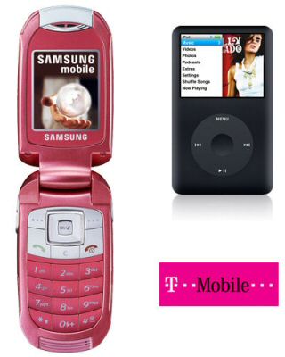 Samsung E570 Pink with FREE 80GB Apple iPod Classic on T-Mobile