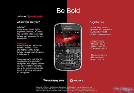 BlackBerry Bold Launch Events