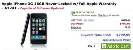 Unlocked Apple iPhones for $800 from Buy.com?