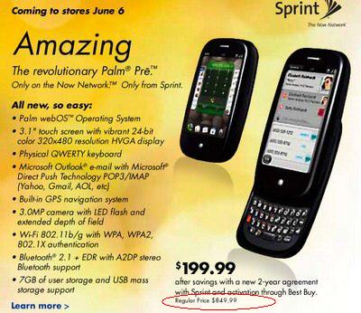 Palm Pre Off Contract With Best Buy for Huge $849.99