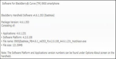 BlackBerry Curve 8900 Software Update: Official 4.6.1.231 OS