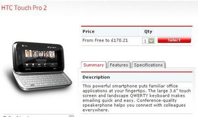 HTC Touch Pro2 on Vodafone now available to all