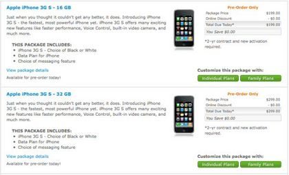 AT&T Apple iPhone 3G S Pre-order now ready