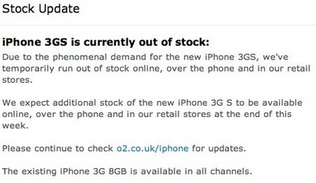 O2 UK: Apple iPhone 3GS devices all sold out, oops