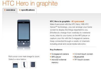 HTC Hero now selling via Orange UK