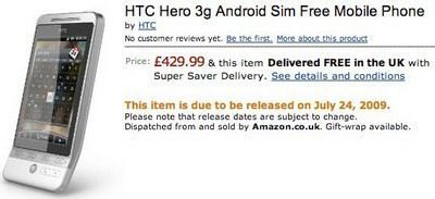 HTC Hero in European Release moved back?