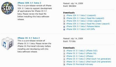 iPhone OS 3.1 beta 2 Release Update: disables tethering, public API