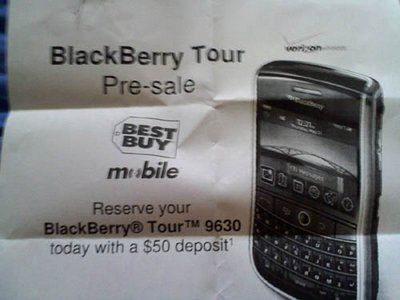 BlackBerry Tour pre-order now available with Best Buy