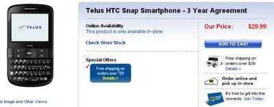 Telus HTC Snap for $30 with Best Buy Canada