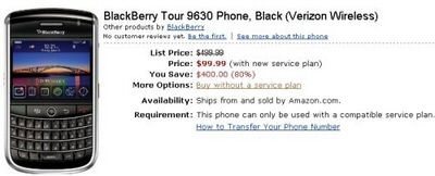 BlackBerry Tour Verizon version for $99 on Amazon