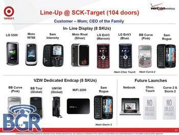 Storm 2 Curve 2 and Motorola Droid for TARGET and Sam’s Club