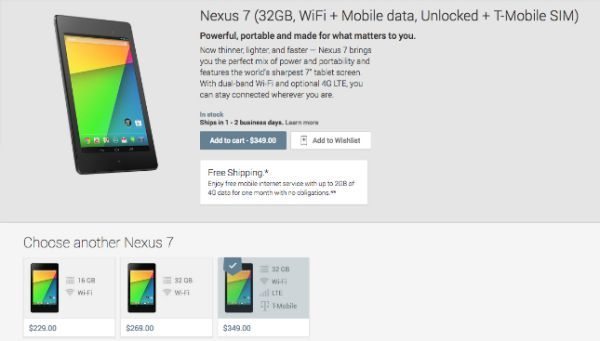 32GB Nexus 7 2 LTE price on Google Play Store pic 2