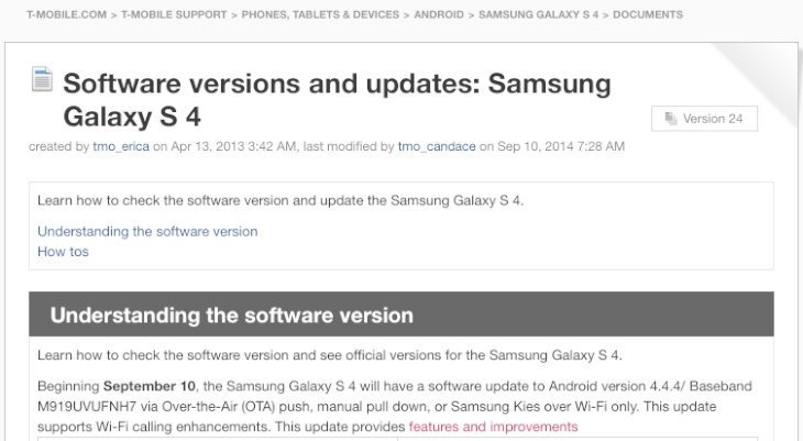 Galaxy S4 on T-Mobile update b