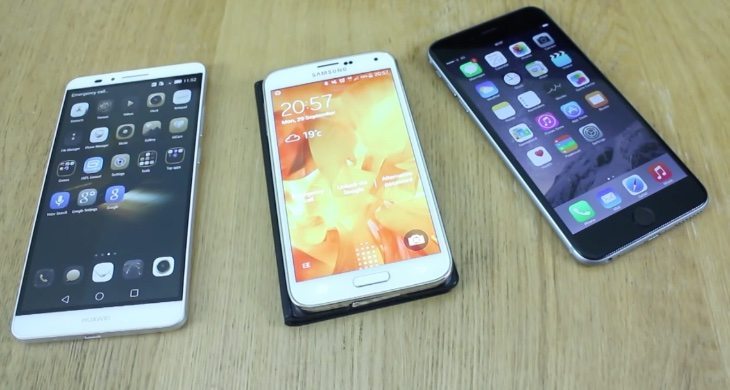 Galaxy S5 vs iPhone 6 Plus vs Ascend Mate 7 b