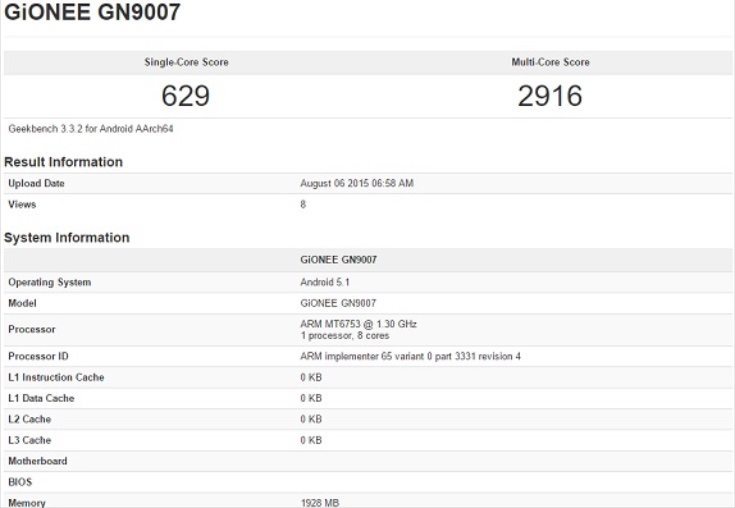 Gionee Elife S7 Mini may be GN9007