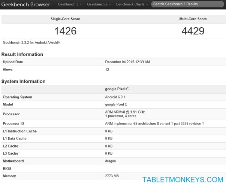 Google Pixel C benchmark details d