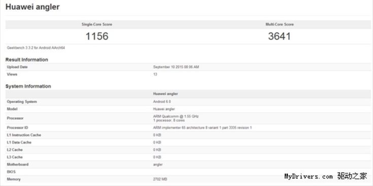 Huawei Nexus 6 specs in benchmark