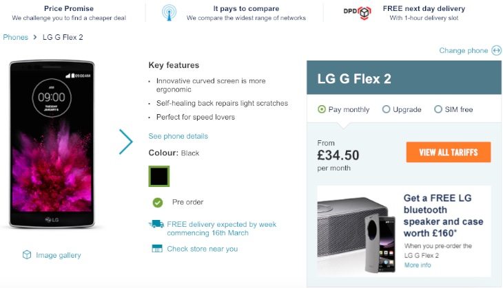 LG G Flex 2 UK pre-orders