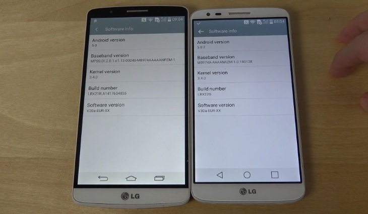 LG G3 Android 5.0 vs LG G2 Android 5.0.2 b
