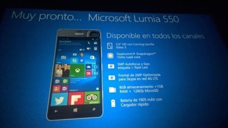 Microsoft Lumia 950, XL and 550 slides leak specs c