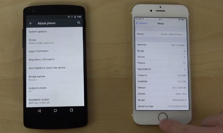 Nexus 5 Android 5.1 vs iPhone 6 iOS 8.2