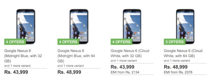 Nexus 6 Flipkart offers