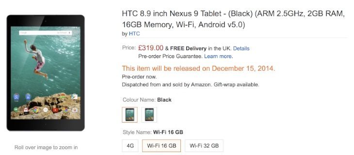 Nexus 9 Uk orders delayed b