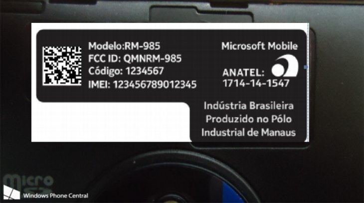 Nokia Lumia 830 certification b