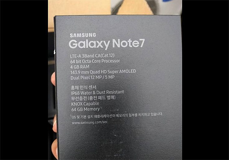 Samsung Galaxy Note 7 Box Rear