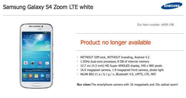 Samsung Galaxy S4 Zoom LTE white