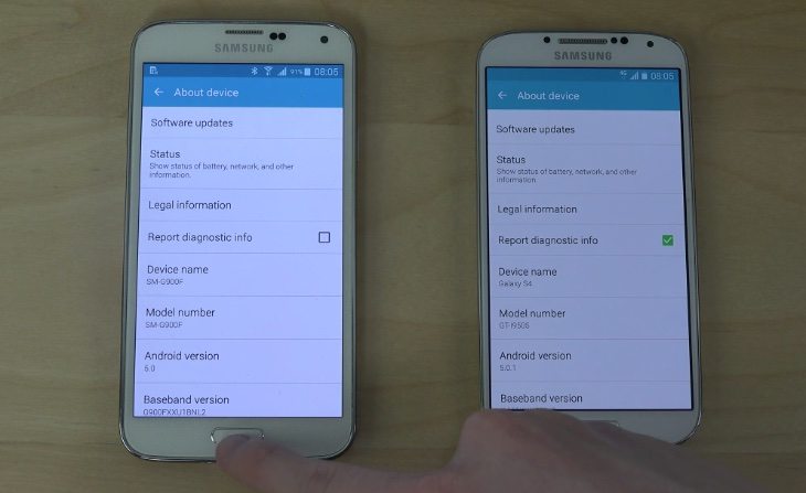 Samsung Galaxy S5 vs Galaxy S4 Lollipop