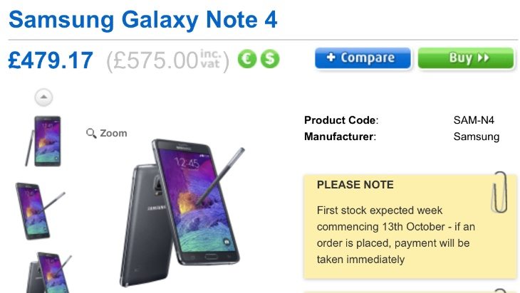 Samsung Galaxy note 4 price