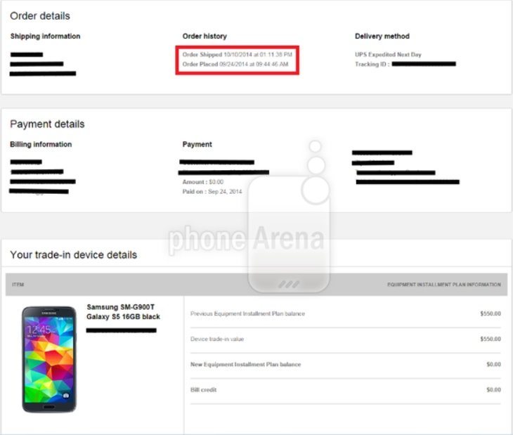 Samsung Galaxy note 4 shipping early