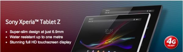 Sony Xperia Tablet Z buy now price at Vodafone UK pic 1