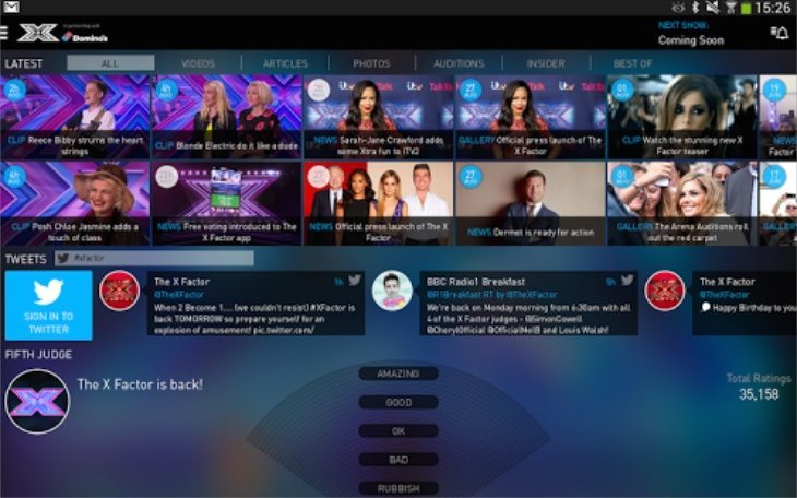 X Factor UK app updates b