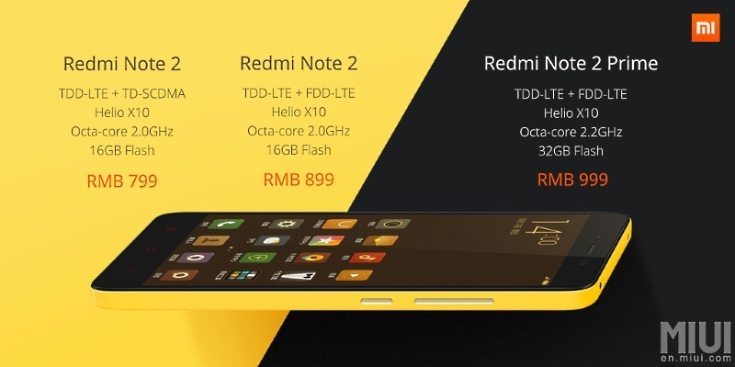 Xiaomi Redmi Note 2 and Note 2 Prime