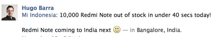 Xiaomi Redmi Note India launch