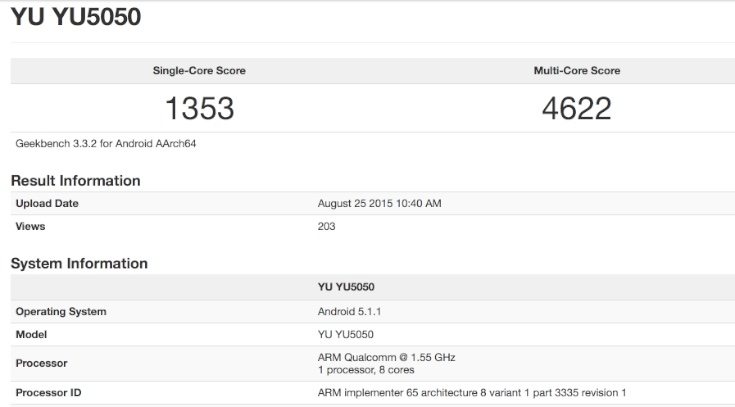 Yu YU5050 specs reveal before launch