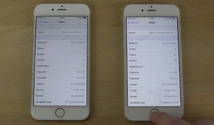 iPhone 6 iOS 8.3 beta 3 vs iOS 8.2