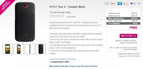 HTC One S Black Via T Mobile USA With Rebate And Freebie 